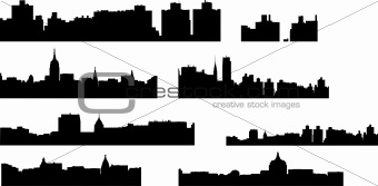 City skylines silhouettes great set vector