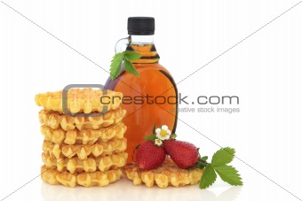 Strawberry Waffles and Maple Syrup