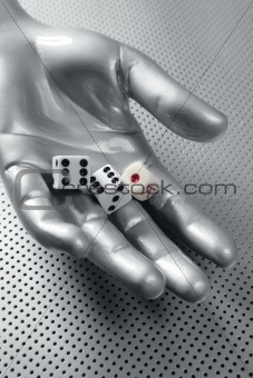 Dices gambling hand futuristic metaphor