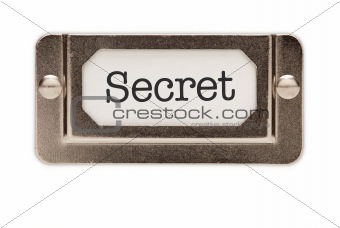Secret File Drawer Label Isolated on a White Background.