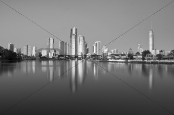 Black and white cityscape