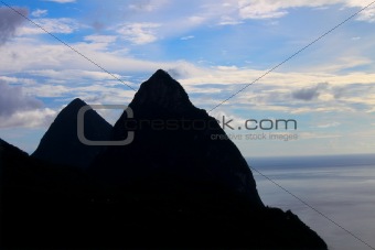 Silhouette of the Pitons