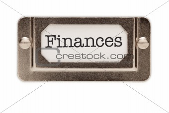 Finances File Drawer Label Isolated on a White Background.