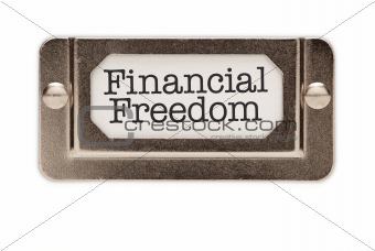 Financial Freedom File Drawer Label Isolated on a White Background.