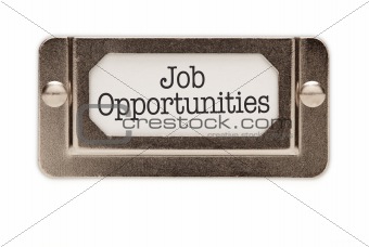 Job Opportunities File Drawer Label Isolated on a White Background.
