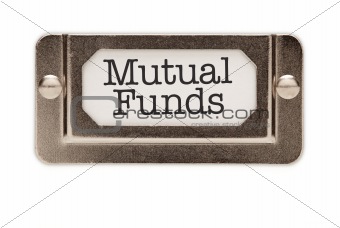 Mutual Funds File Drawer Label Isolated on a White Background.