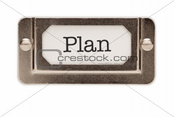 Plan File Drawer Label Isolated on a White Background.