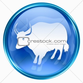  Ox Zodiac icon blue, isolated on white background.