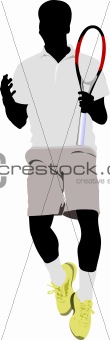 tennis player. Colored Vector illustration for designers