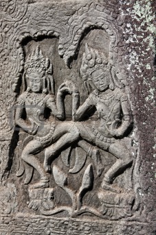 Apsaras - bas-relief in Angkor area