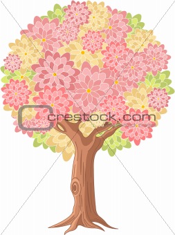 Colorful tree with flowers