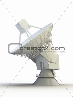 3d sattelite antena on the white