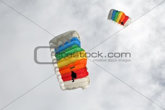 two brightly colored parachutes