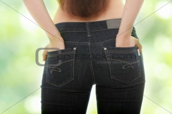 Young caucasian woman body in jeans