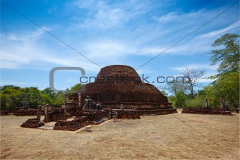 Ancient Buddhist dagoba (stupe) Pabula Vihara.  Sri Lanka
