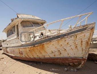 Abandoned boat in the desert