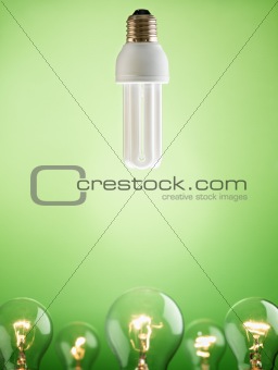 closeup of fluorescent light bulb