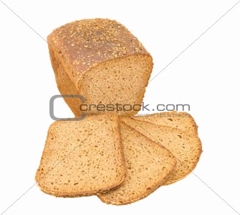 Bread with seeds isolated on white