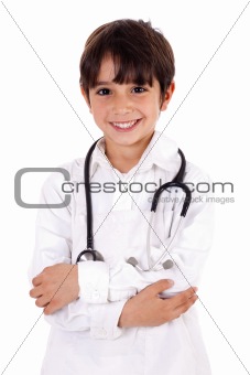 Young kid dressed as doctor