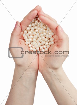 Pearls in female palms