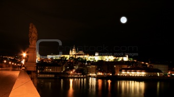 The night view of the beautiful Prague City 
