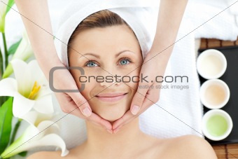 Bright woman having a massage 