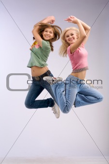 hight jumping two women