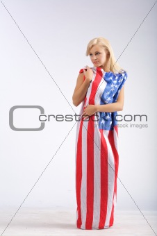 Young woman in USA flag