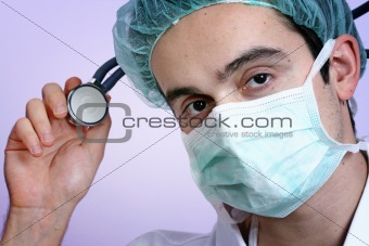Young doctor with stethoscope.