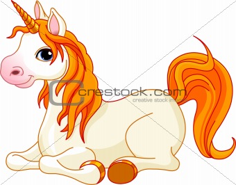 Beautiful unicorn with red mane and tail