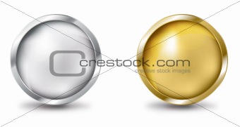 Silver and gold button
