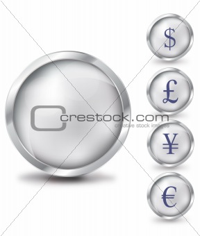 Dollar sign icon, button, 3d glossy circle