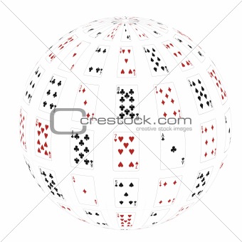 3d a sphere from playing cards. Vector illustration