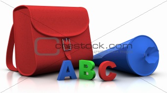 satchel and 'schultuete' and ABC letters