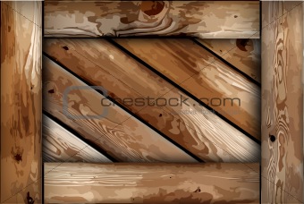 Grunge wooden box background. Vector