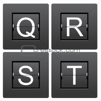 Letter series Q to T from mechanical scoreboard