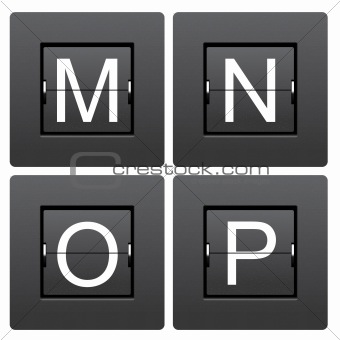 Letter series M to P from mechanical scoreboard