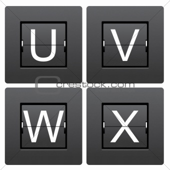 Letter series U to X from mechanical scoreboard