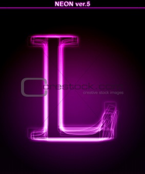Glowing font. Shiny letter L