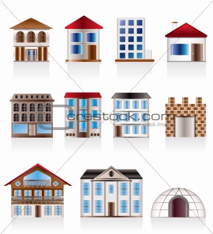 Various variants of houses and buildings