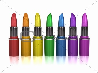 Rainbow colored lipsticks