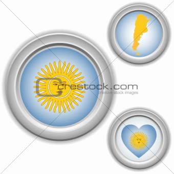 Argentina Buttons with heart, map and flag