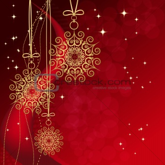 Red card with christmas snowflakes, vector illustration 