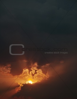 Fiery sunset - vertical composition
