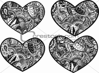heart with paisley flower pattern