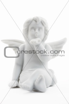 kissing white christmas angel figurine