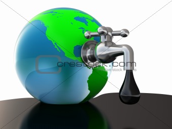 oil faucet in earth globe