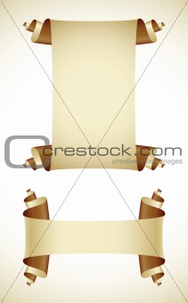 set of old blank paper scroll scripts