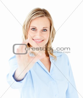 charming business woman doing the ok sign