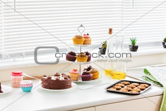 Close-up of cookies and cakes 